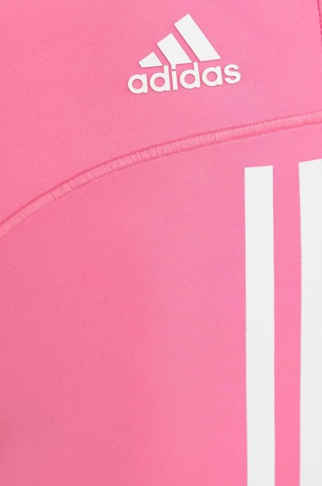 Шорти для тренувань adidas Performance Hyperglam жіночі колір рожевий з принтом висока посадка фото 4
