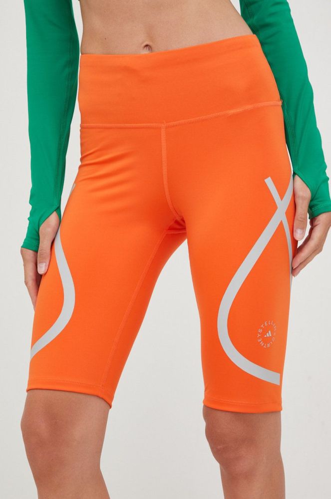 Шорти для бігу adidas by Stella McCartney жіночі колір помаранчевий з принтом висока посадка