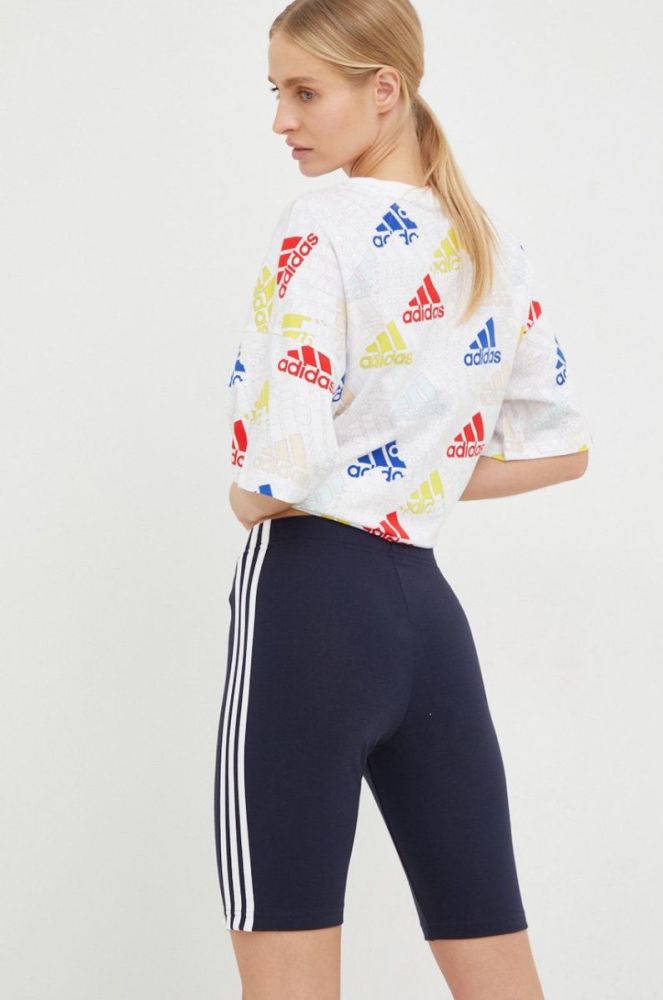 Шорти adidas жіночі колір синій з аплікацією середня посадка фото 3