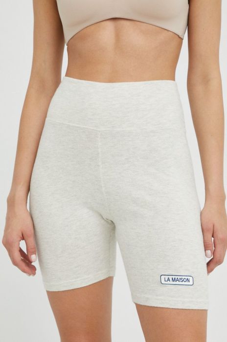 Шорти American Vintage жіночі колір бежевий з аплікацією висока посадка