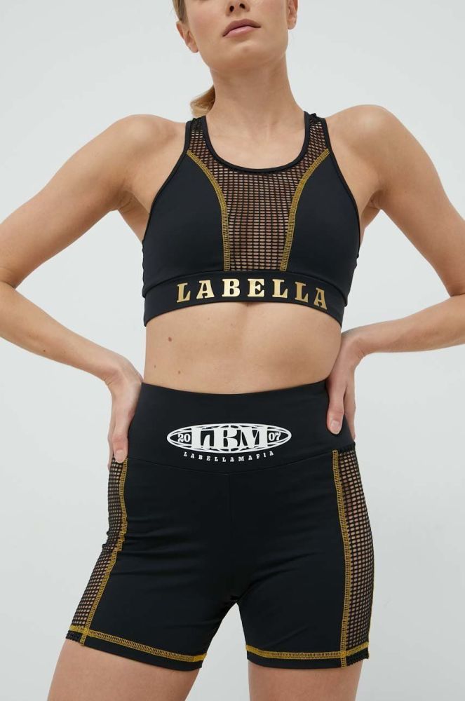 Шорти для тренувань LaBellaMafia Boxer жіночі колір чорний з принтом висока посадка