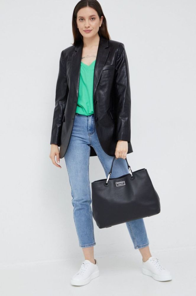Шкіряна сумочка Emporio Armani колір чорний (2532258) фото 6