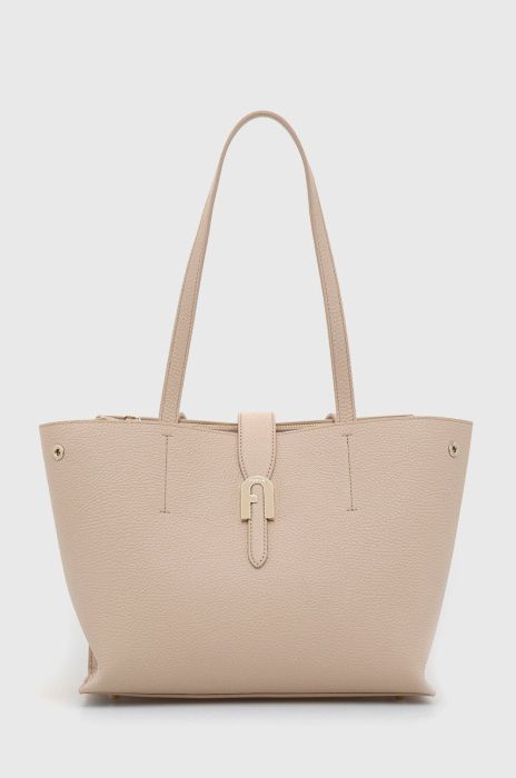 Шкіряна сумочка Furla колір бежевий (2409781)