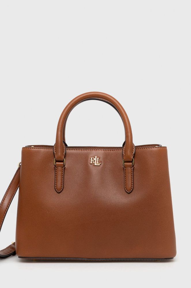 Шкіряна сумочка Lauren Ralph Lauren колір коричневий (2474011)