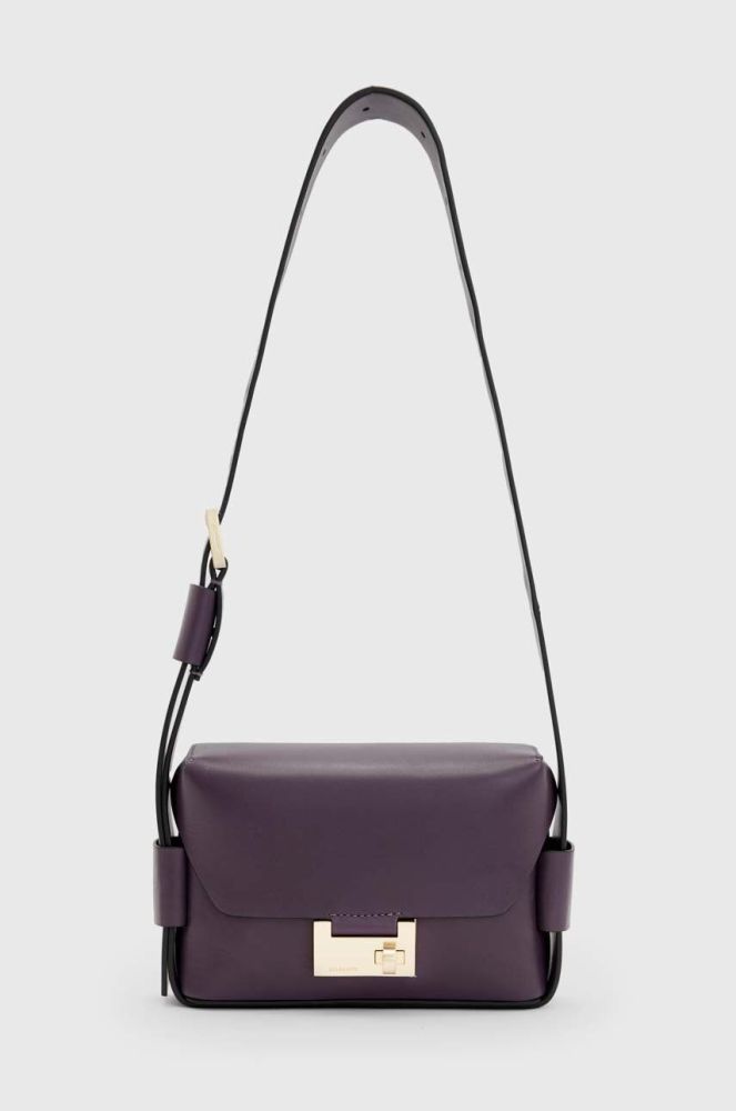 Шкіряна сумочка AllSaints колір фіолетовий
