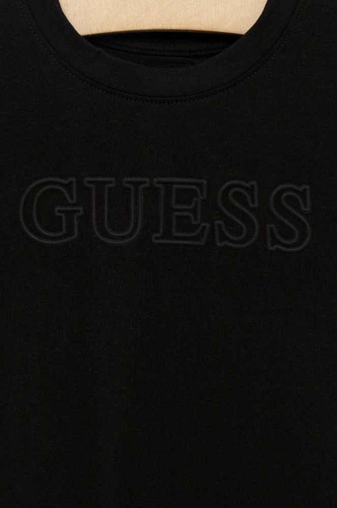 Дитяча футболка Guess колір чорний з аплікацією фото 3