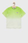 Дитяча бавовняна футболка Fila колір зелений візерунок