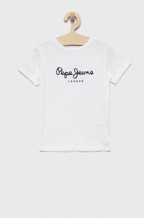 Дитяча бавовняна футболка Pepe Jeans колір білий з принтом (2587217)