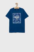 Дитяча бавовняна футболка Vans з принтом колір блакитний