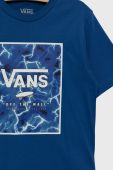 Дитяча бавовняна футболка Vans з принтом колір блакитний