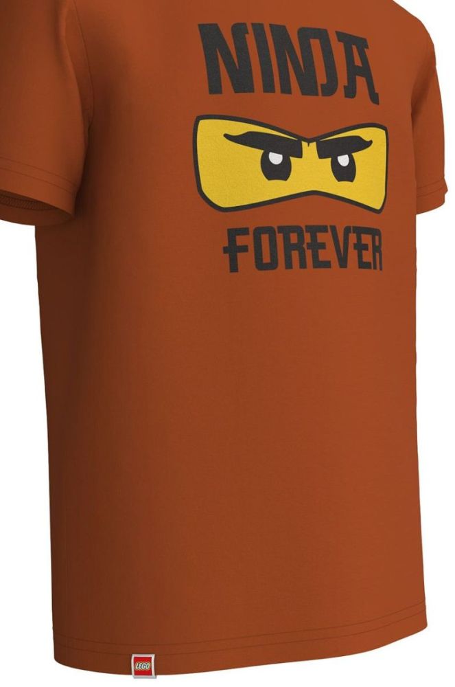 Дитяча бавовняна футболка Lego Wear колір коричневий з принтом фото 3