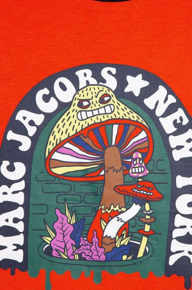 Дитяча бавовняна футболка Marc Jacobs колір червоний з принтом (2741241) фото 3
