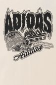 Дитяча бавовняна футболка adidas Originals колір бежевий з принтом