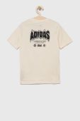 Дитяча бавовняна футболка adidas Originals колір бежевий візерунок (2896034)