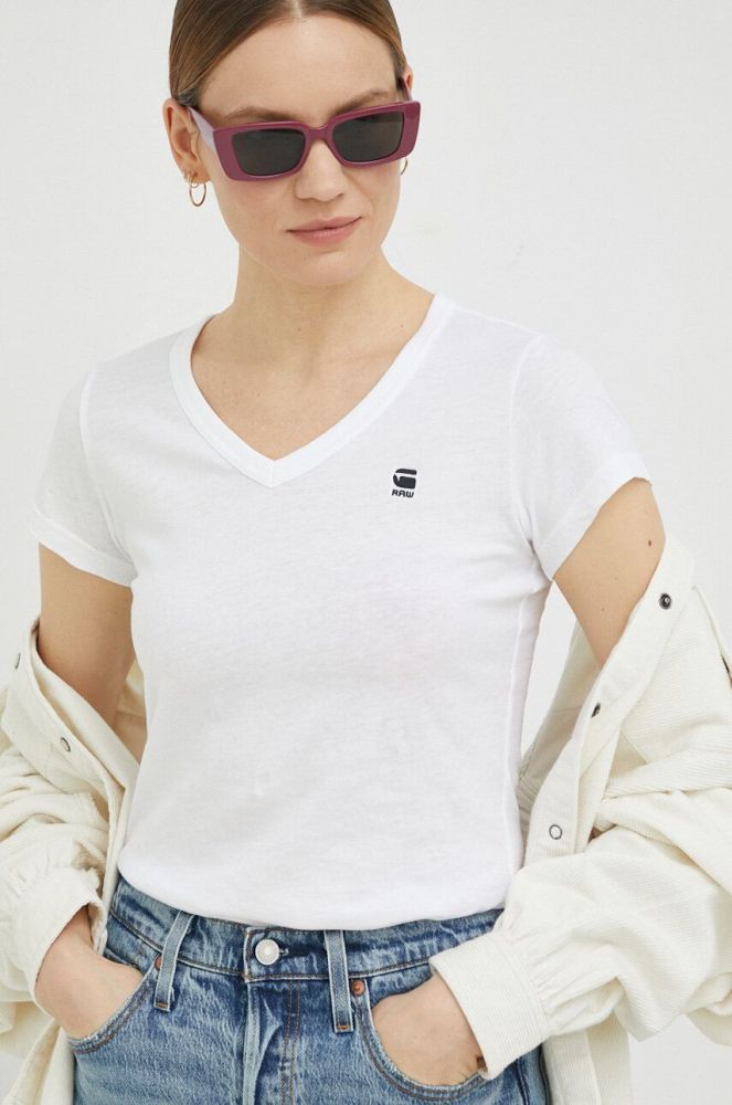 Бавовняна футболка G-Star Raw жіночий колір білий