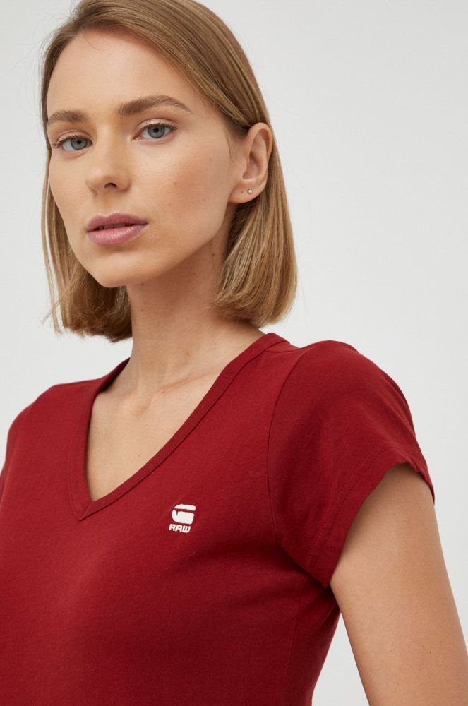 Бавовняна футболка G-Star Raw жіночий колір бордовий (2546595)