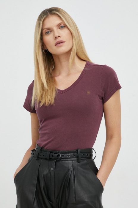 Бавовняна футболка G-Star Raw жіночий колір бордовий (2767946)