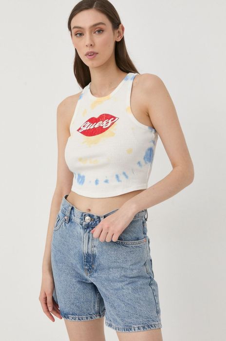 Бавовняний топ Guess колір барвистий (2411442)