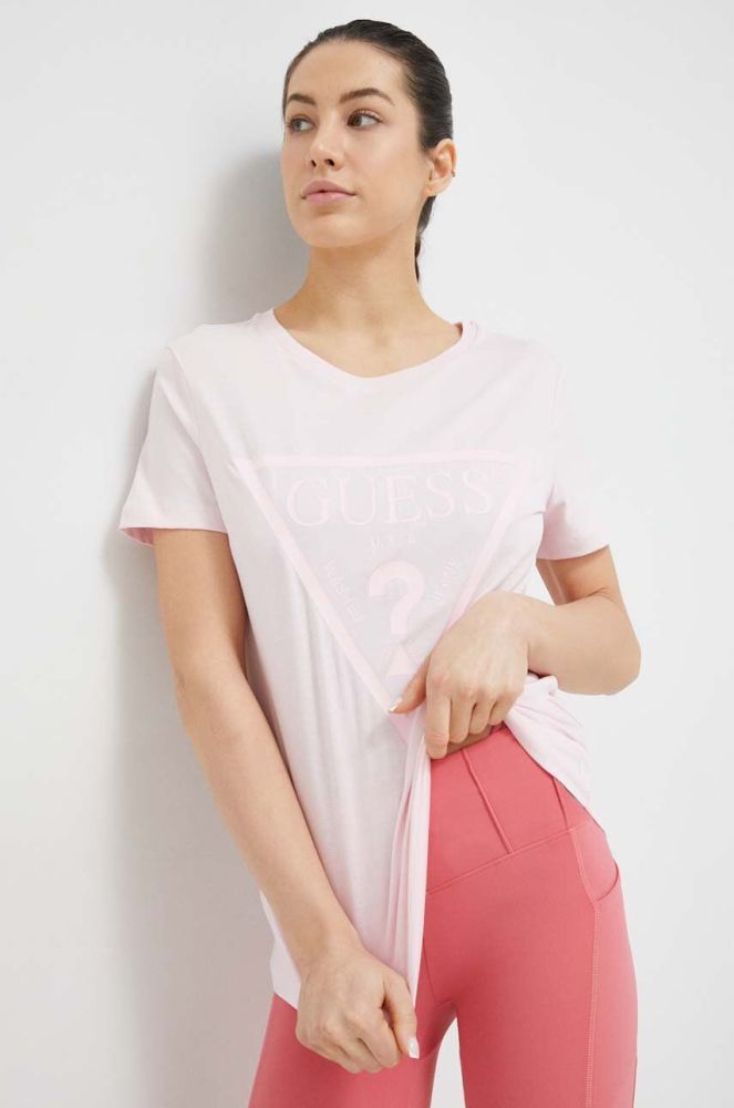 Бавовняна футболка Guess колір рожевий (3002143)