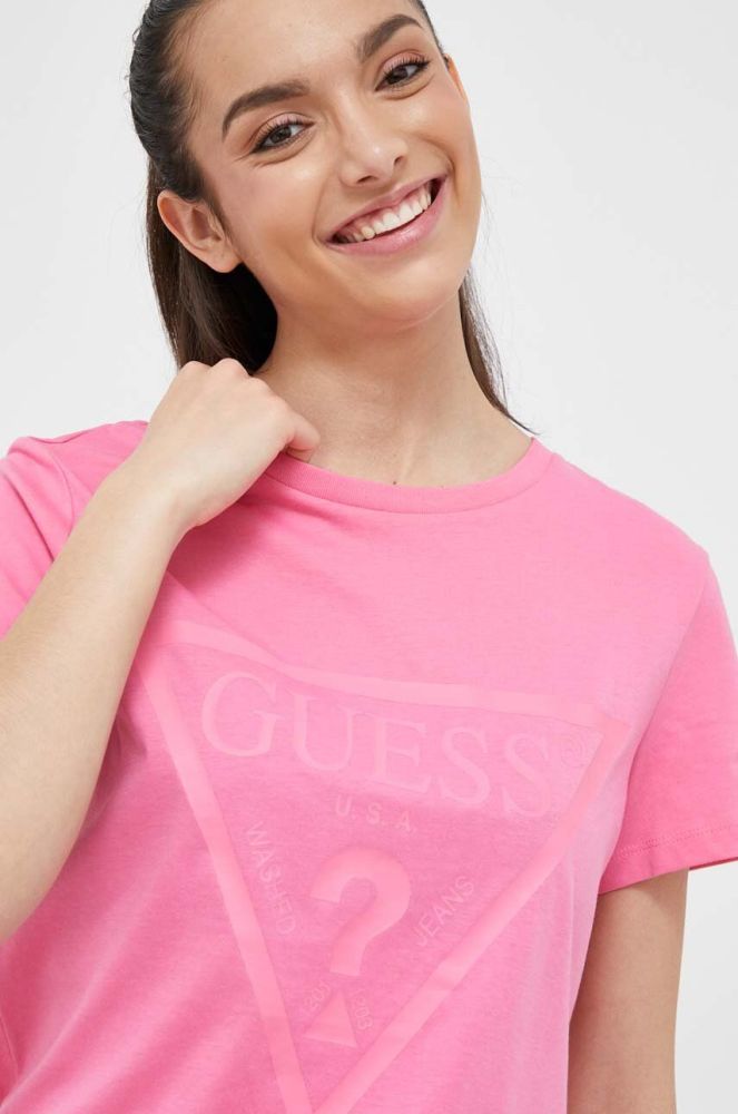 Бавовняна футболка Guess колір рожевий (3321625)