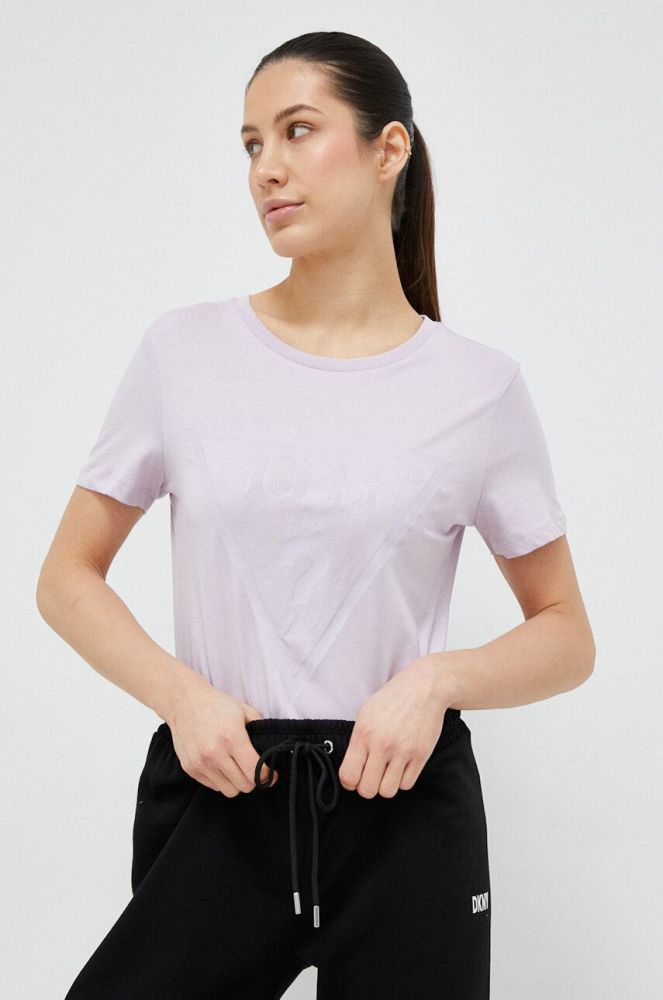 Бавовняна футболка Guess колір фіолетовий (3002158)
