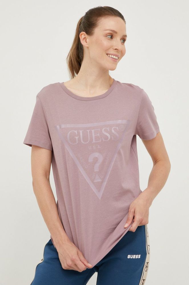 Бавовняна футболка Guess колір фіолетовий (2466847)