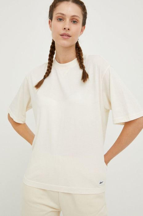 Бавовняна футболка Reebok Classic колір бежевий HH9704-NONDYE