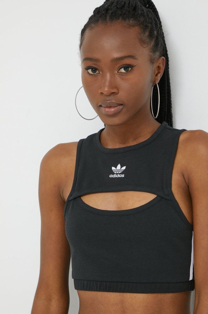 Топ adidas Originals жіночий колір чорний оголене плече
