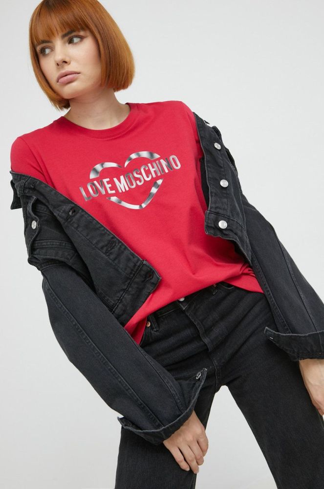 Бавовняна футболка Love Moschino колір червоний (2520691)