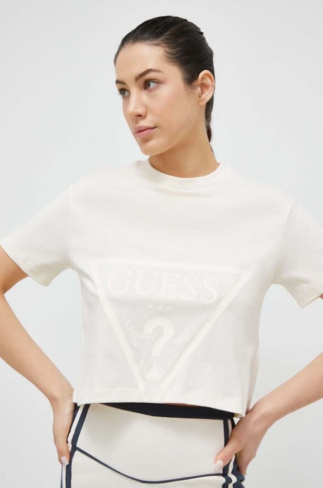 Бавовняна футболка Guess колір бежевий (2850432) фото 3