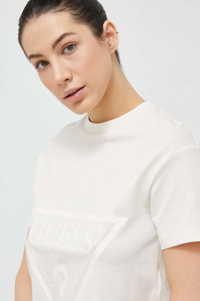 Бавовняна футболка Guess колір бежевий (2850432) фото 4