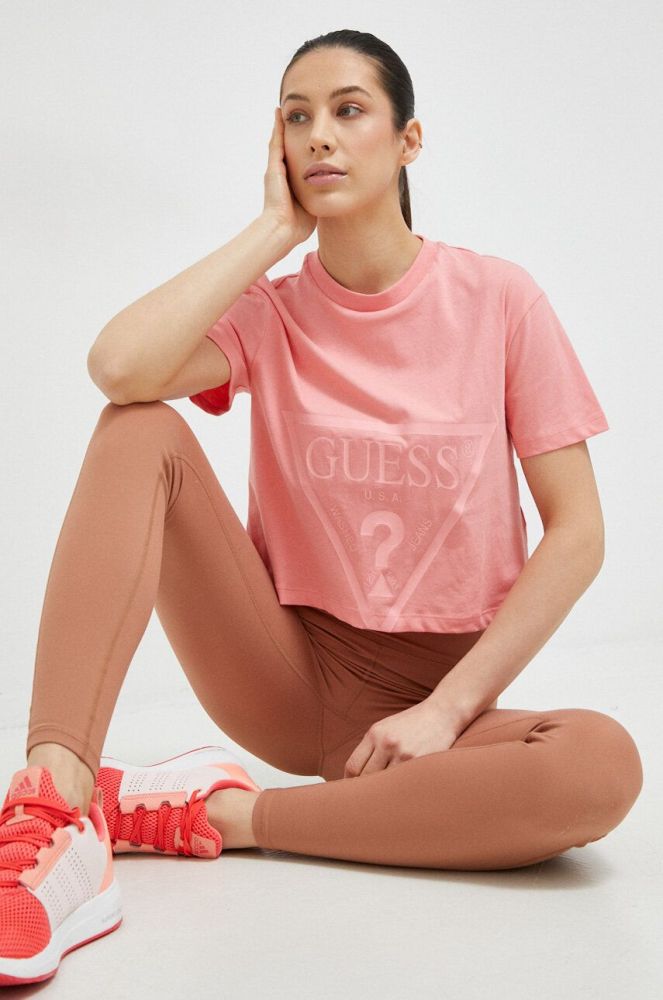 Бавовняна футболка Guess колір рожевий (2850441)