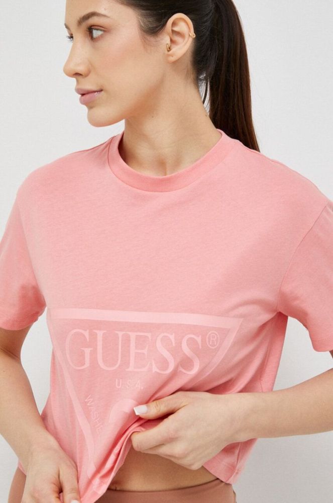 Бавовняна футболка Guess колір рожевий (2850441) фото 4