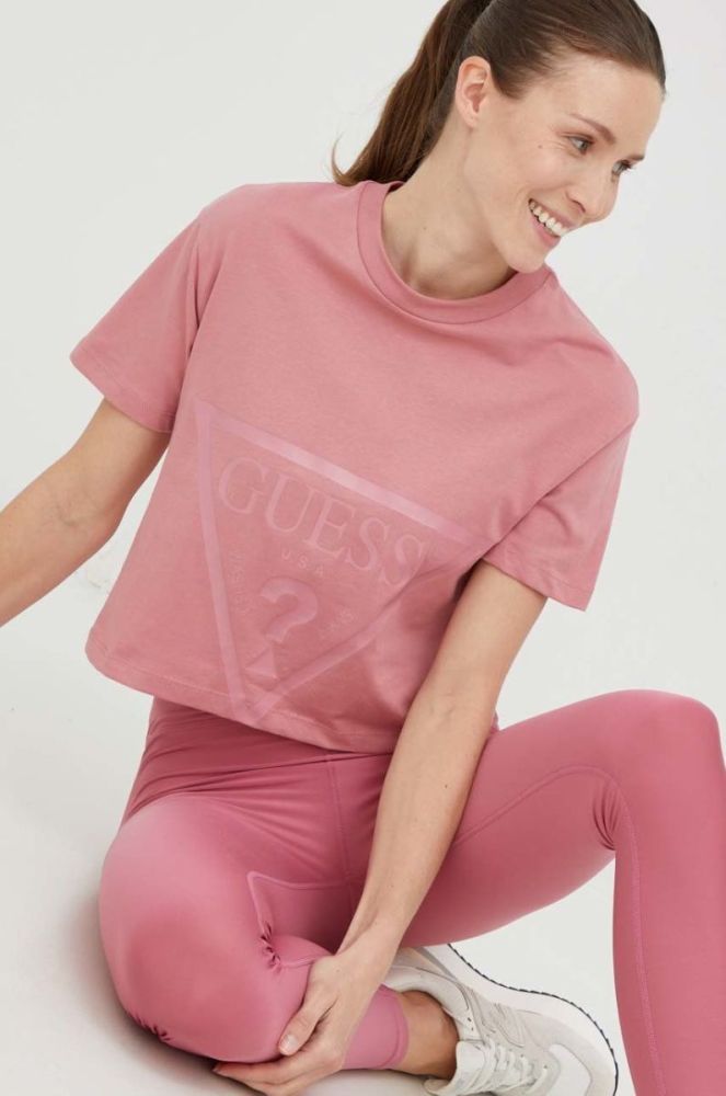 Бавовняна футболка Guess колір рожевий (2834646) фото 2