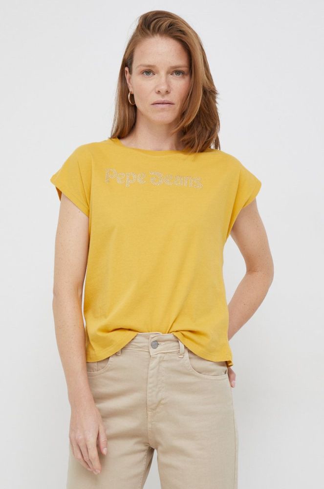 Бавовняна футболка Pepe Jeans колір жовтий
