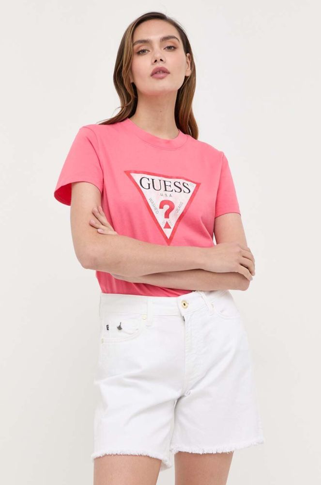 Бавовняна футболка Guess колір рожевий (3308606)