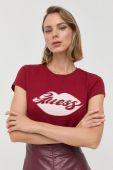 Бавовняна футболка Guess колір бордовий (2587225)