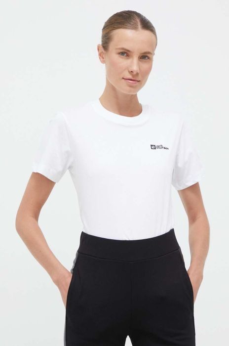 Бавовняна футболка Jack Wolfskin колір білий