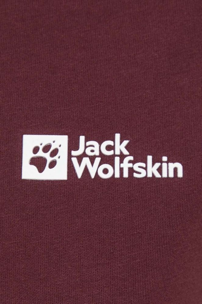 Бавовняна футболка Jack Wolfskin колір бордовий фото 5