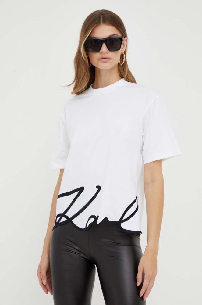 Бавовняна футболка Karl Lagerfeld колір білий (3417562)