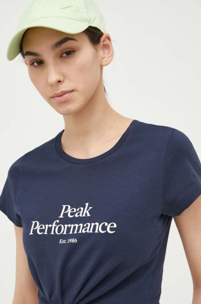 Бавовняна футболка Peak Performance колір синій (3080286) фото 4