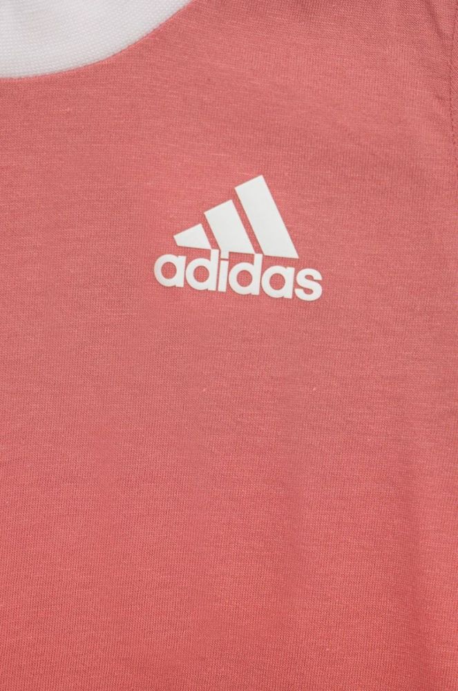 Дитяча бавовняна футболка adidas Performance HB7923 колір рожевий фото 3