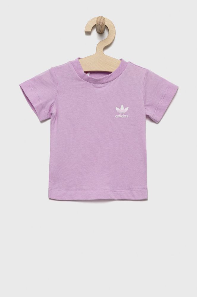 Дитяча бавовняна футболка adidas Originals колір фіолетовий