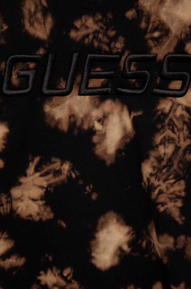 Дитяча бавовняна футболка Guess колір коричневий фото 3