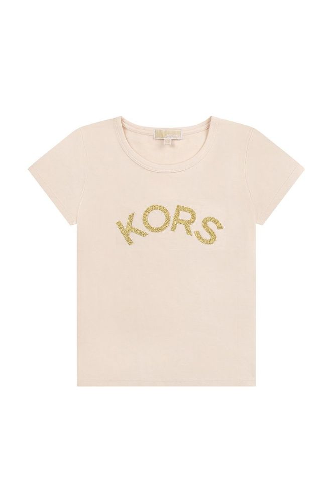 Дитяча бавовняна футболка Michael Kors колір бежевий (2553532)