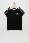 Дитяча бавовняна футболка adidas Originals колір чорний з аплікацією