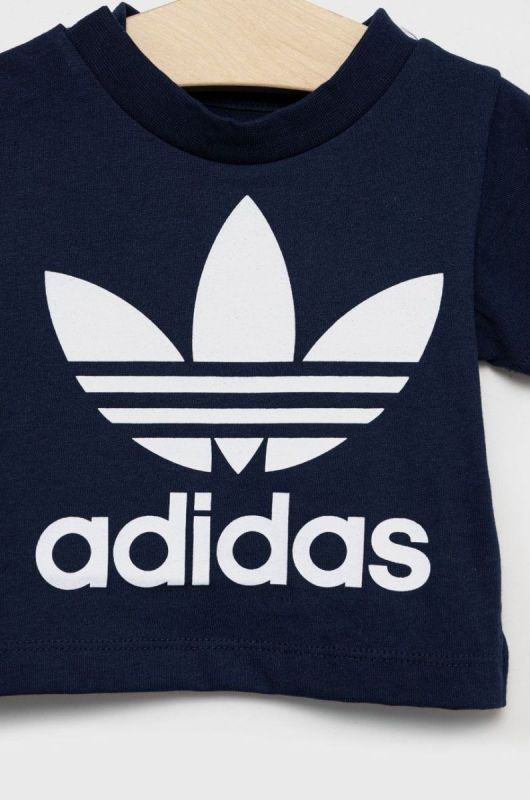 Дитяча бавовняна футболка adidas Originals колір синій з принтом (2510784) фото 2