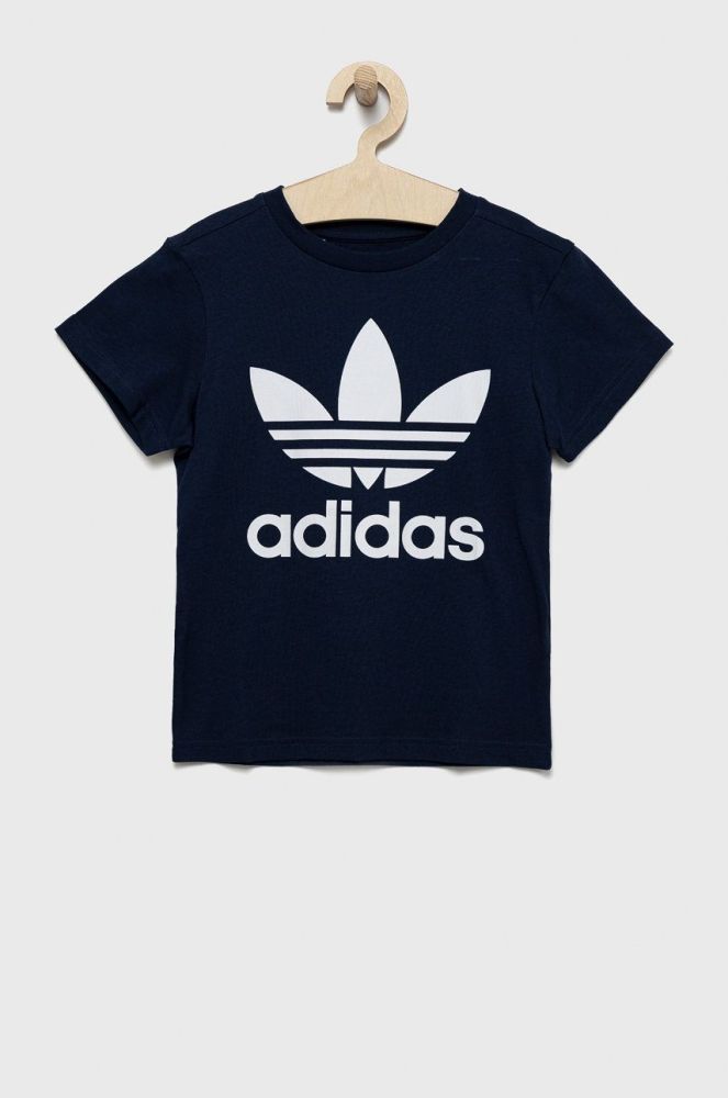 Дитяча бавовняна футболка adidas Originals колір синій з принтом (2504211)