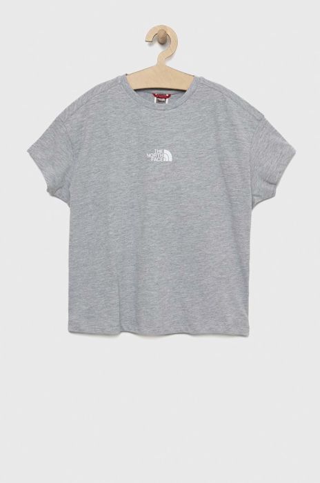 Дитяча футболка The North Face колір сірий меланж Дитяча футболка The North Face колір сірий меланж