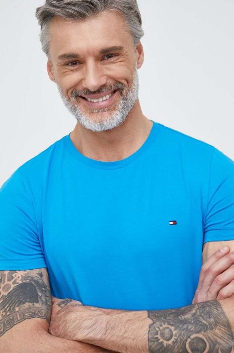 Футболка Tommy Hilfiger чоловічий однотонний колір блакитний (2986325)
